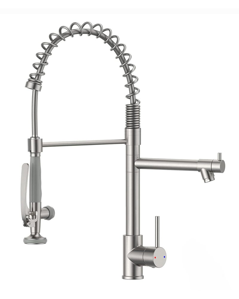 Fapully Commercial Pull Down Kitchen Sink Faucet with Sprayer Brushed Nickel - Image 1